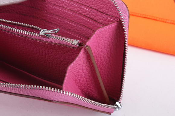 1:1 Quality Hermes Togo Leather Perforated Zippy Wallet 9032 Roseo Replica - Click Image to Close